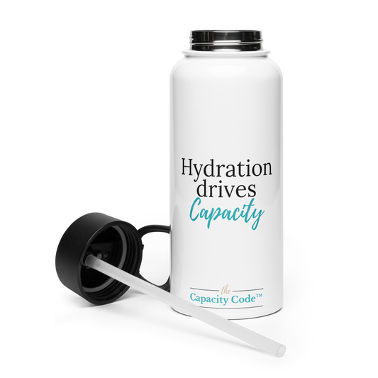 Hydration Drives Capacity Stainless steel water bottle with a straw lid